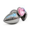 [This product does not support return, please do not purchase return guarantee service]CR-Heart-shaped Gun Color Metal Butt Plug Set Rose Red Base